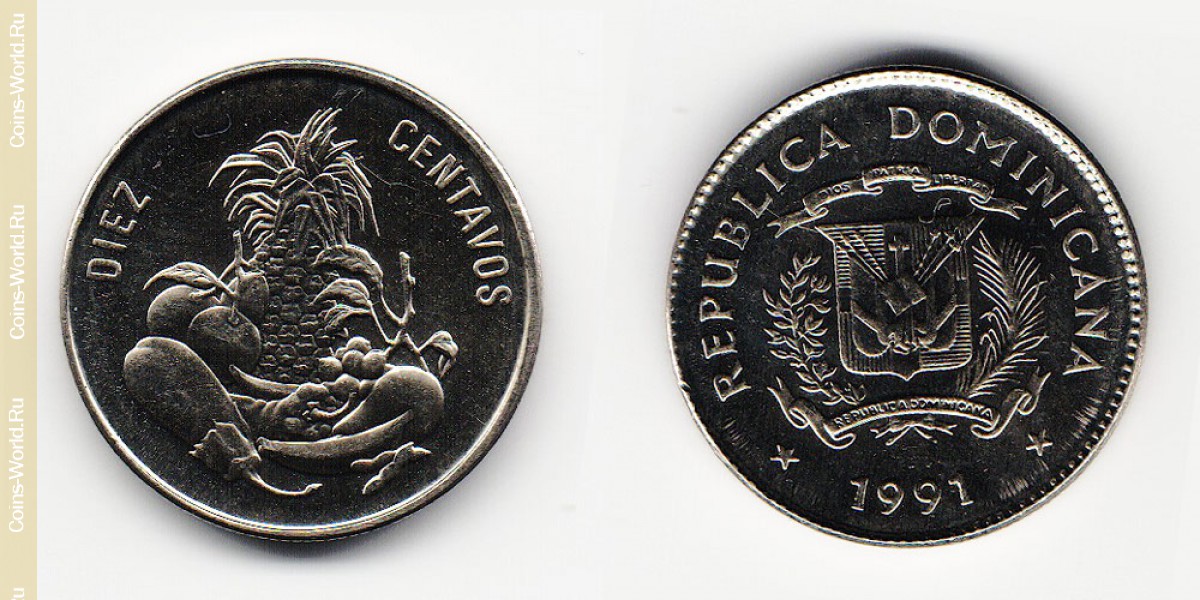 10 centavos 1991, República Dominicana