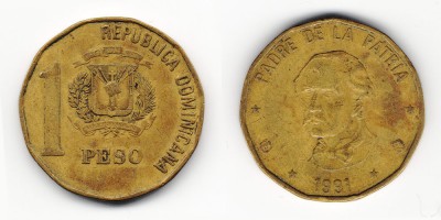 1 песо 1991 года
