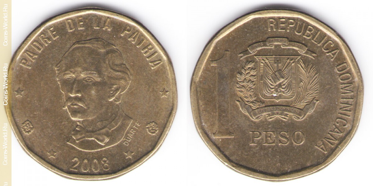 1 peso 2008, República Dominicana