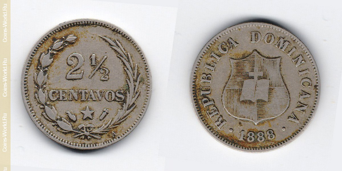 2½ centavos 1888, República Dominicana
