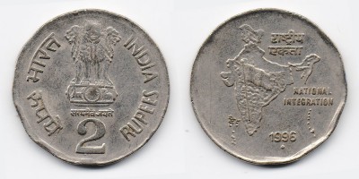 2 rúpias 1996
