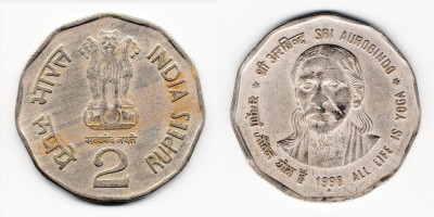 2 rúpias 1998
