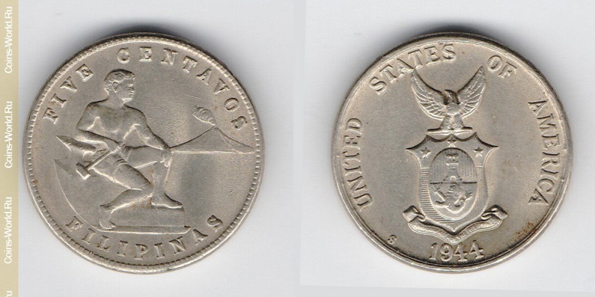 5 centavos 1944, Filipinas