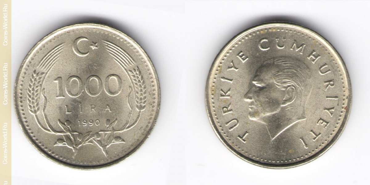 1000 liras 1990 Turquía
