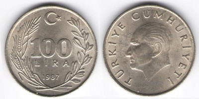 100 лир 1987 год