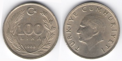 100 lira 1988