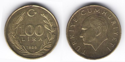 100 lira 1988