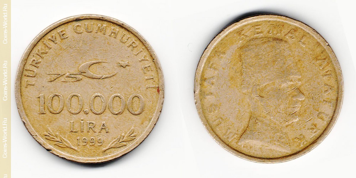 100000 lira 1999 Turkey