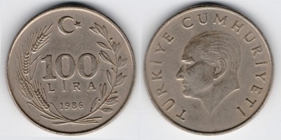 100 лир 1986 года