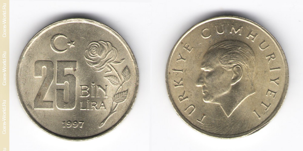 25000 liras  1997 Turquía