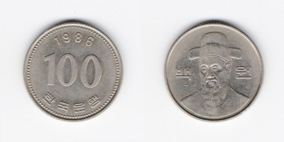 100 вон 1986 года