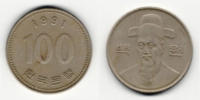 100 вон 1991 года