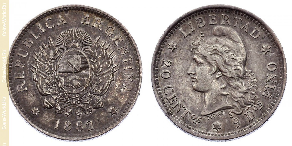 20 centavos 1882, Argentina