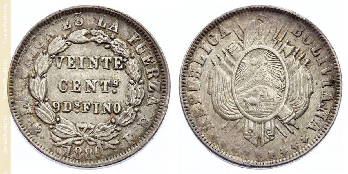 20 centavos 1880, Bolívia