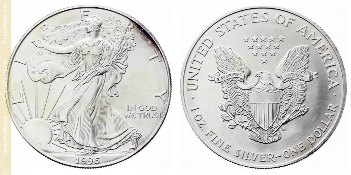 1 dólar 1996, American Silver Eagle, EUA