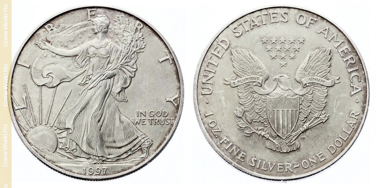 1 dólar 1997, American Silver Eagle, EUA