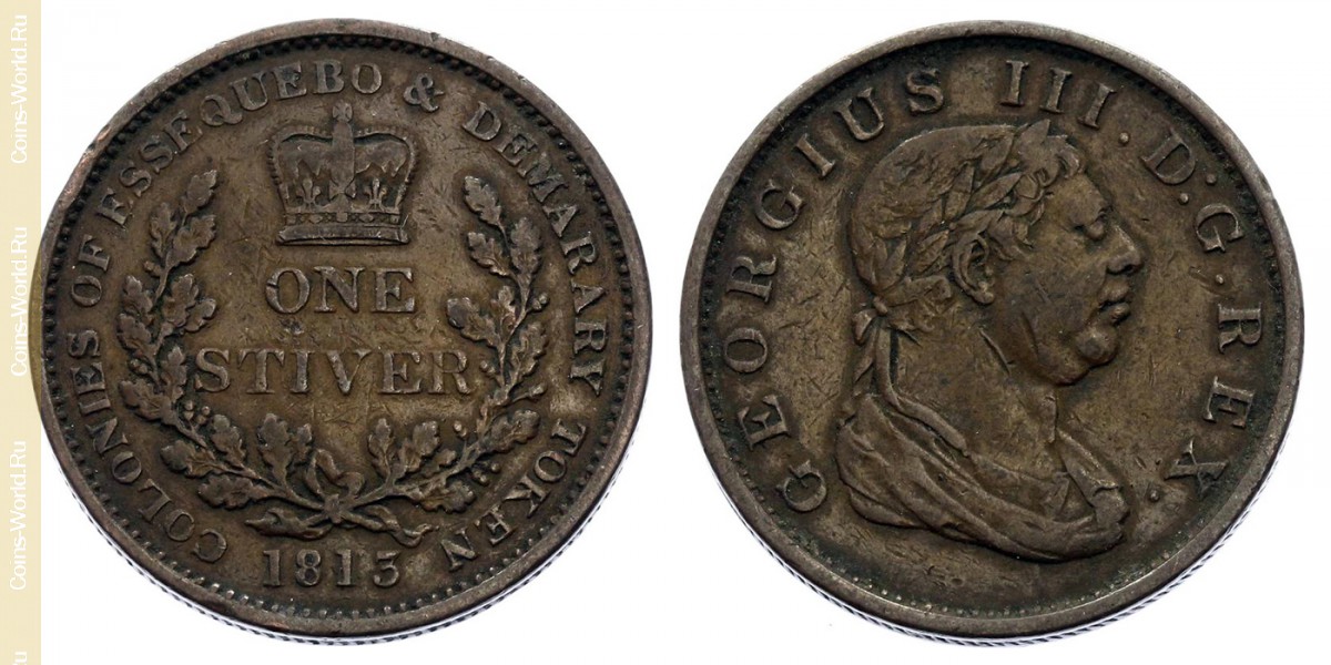 1 stiver 1813, Demerara and Essequibo