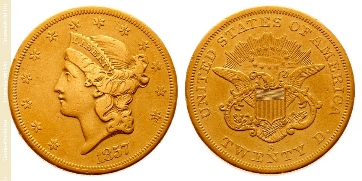 20 долларов 1857 года S, США