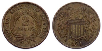 2 цента 1871 года