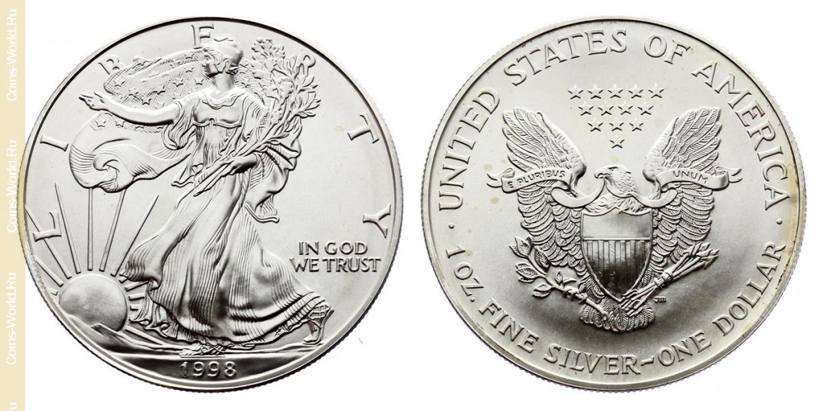 1 dólar 1998, American Silver Eagle, EUA