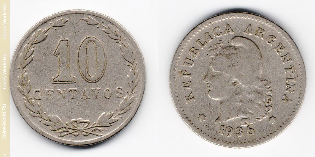 10 centavos 1936, Argentina