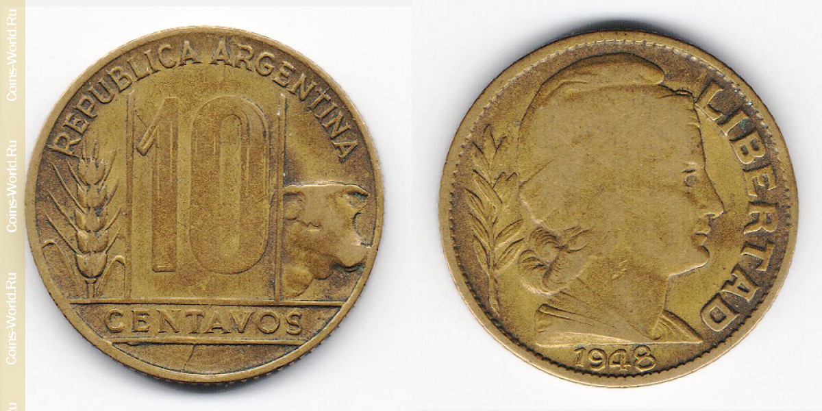 10 сентаво 1948 года Аргентина