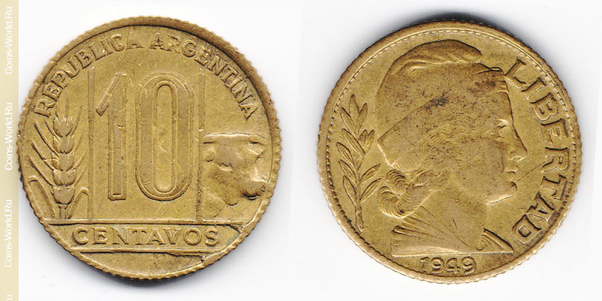 10 сентаво 1949 года Аргентина