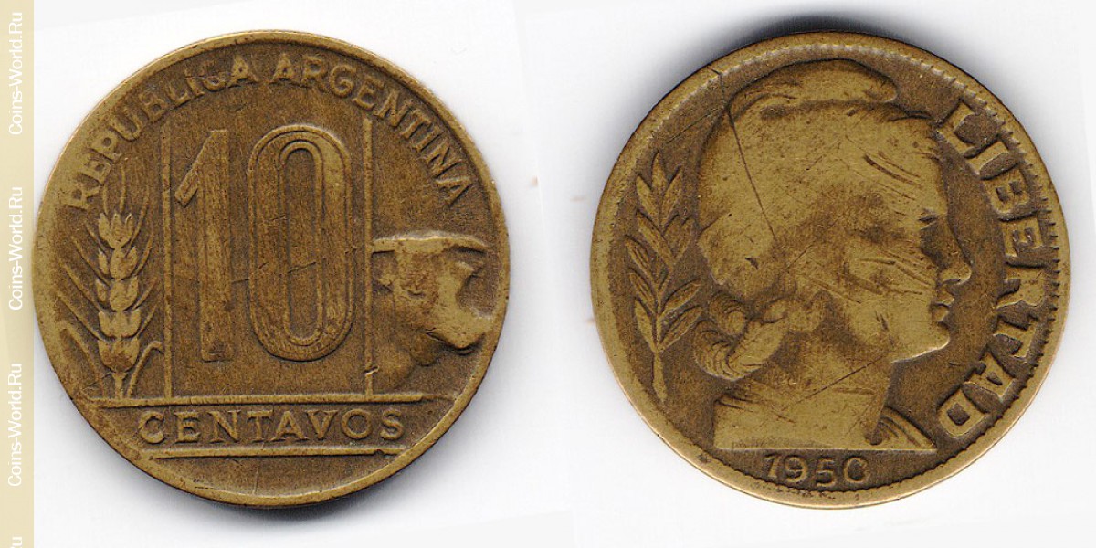 10 centavos 1950, Argentina