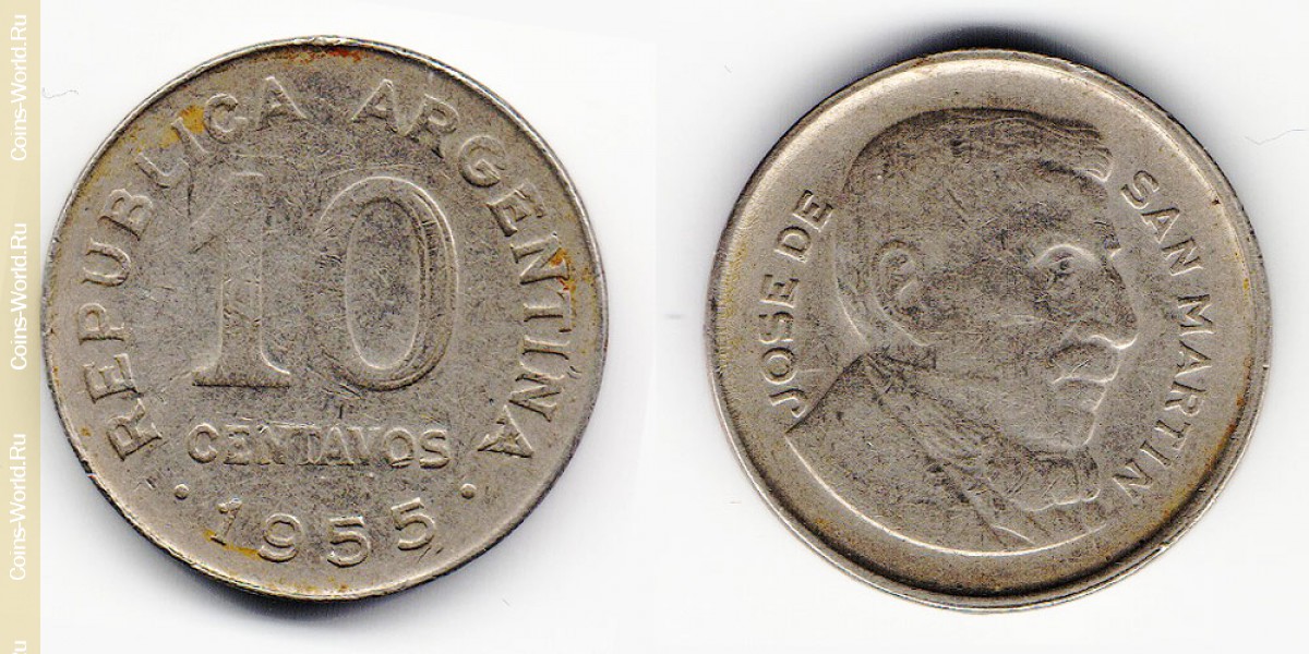 10 centavos 1955, Argentina