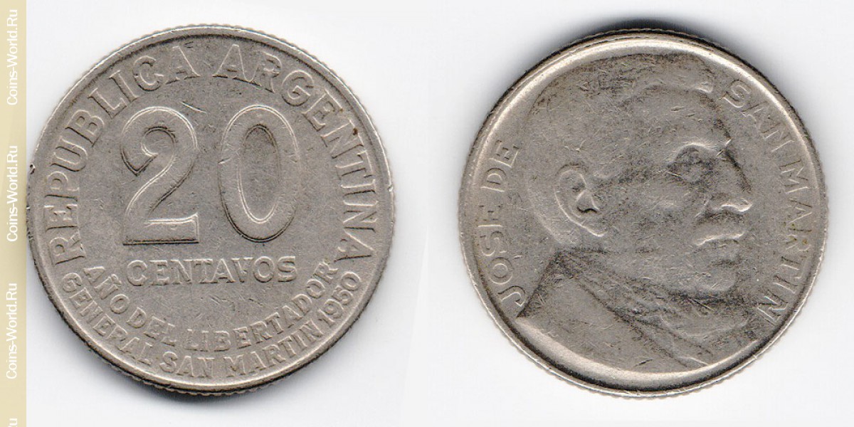 20 centavos 1950 Argentina