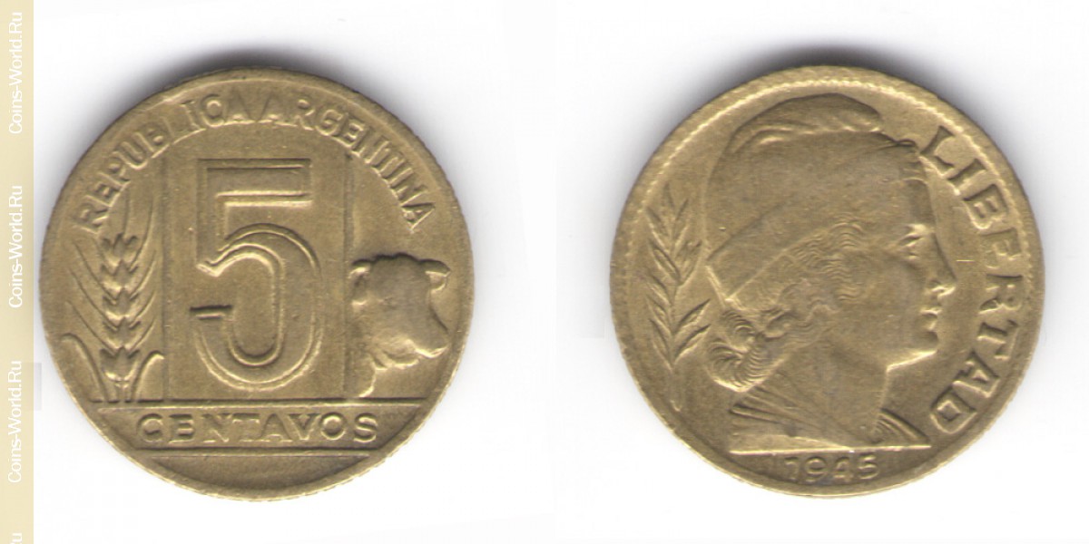 5 centavos 1945, Argentina