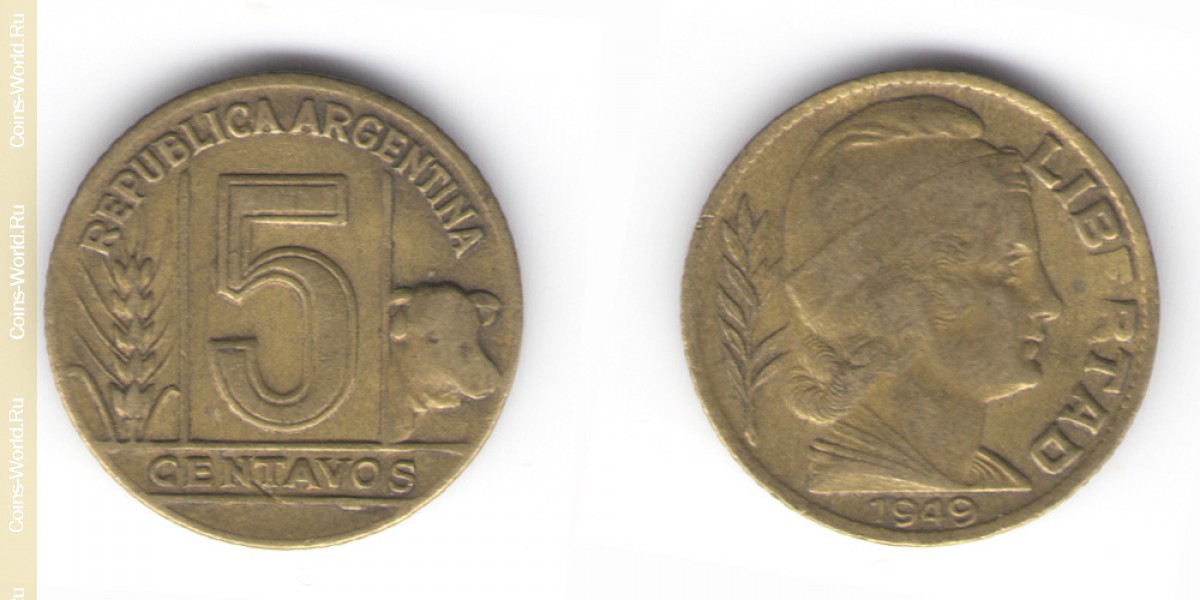 5 centavos 1949, Argentina