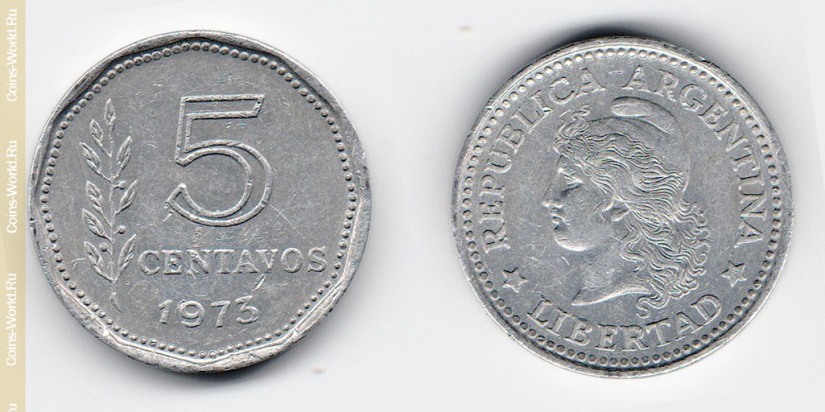 5 centavos 1973, Argentina
