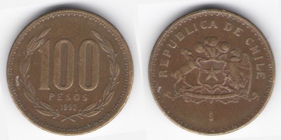 100 песо 1992 года