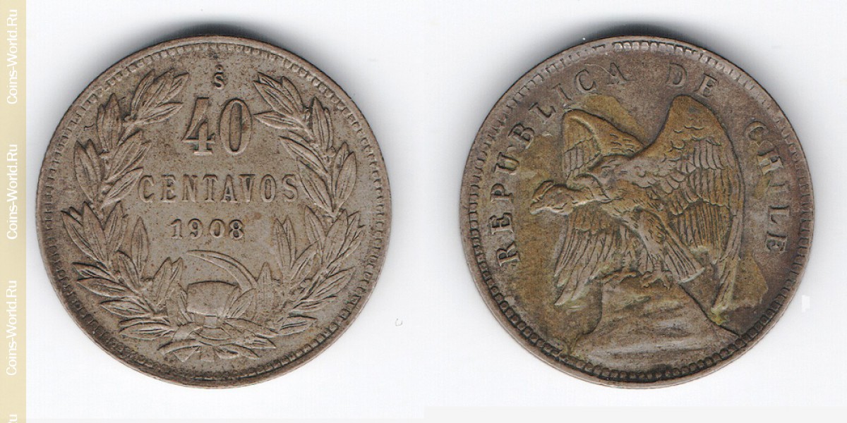 40 centavos 1908, Chile