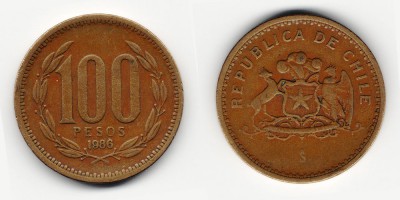 100 песо 1986 года