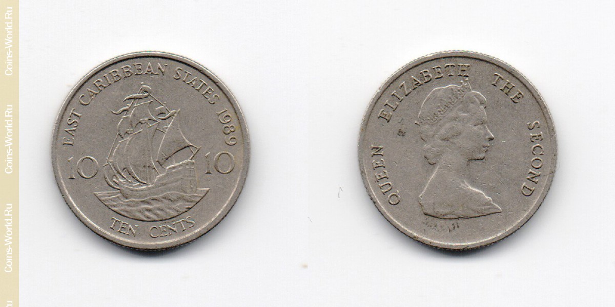 10 центов 1989 года Карибские острова