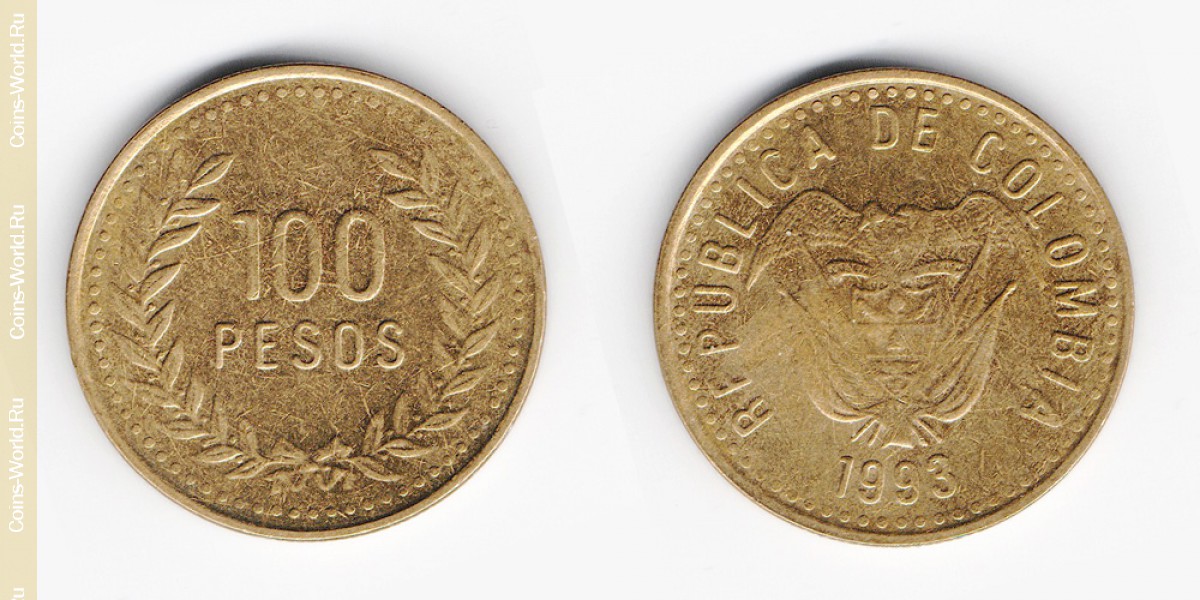 100 песо 1993 года Колумбия