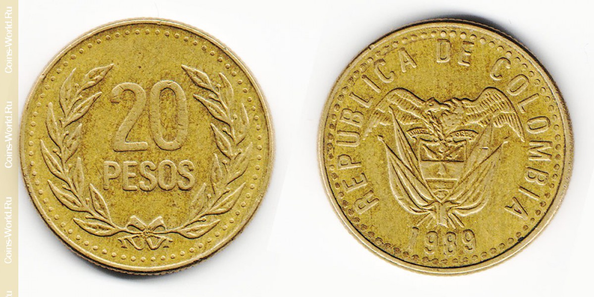 20 песо 1989 года Колумбия