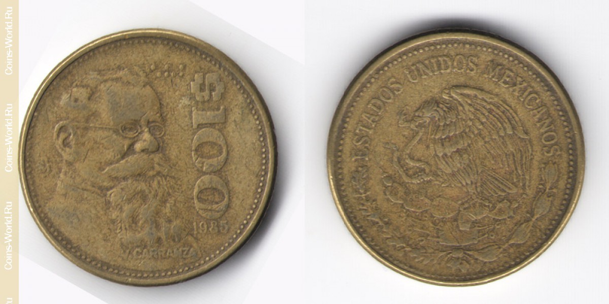 100 песо 1985 год Мексика