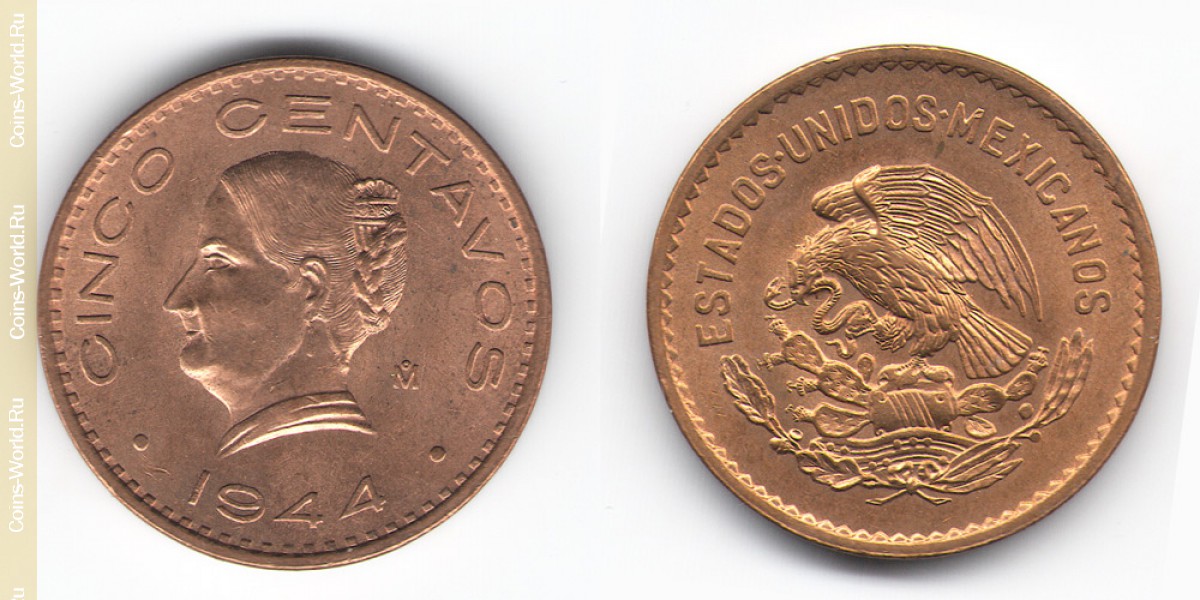 5 centavos 1944, México