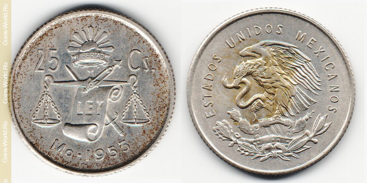 25 centavos 1953 Mexico