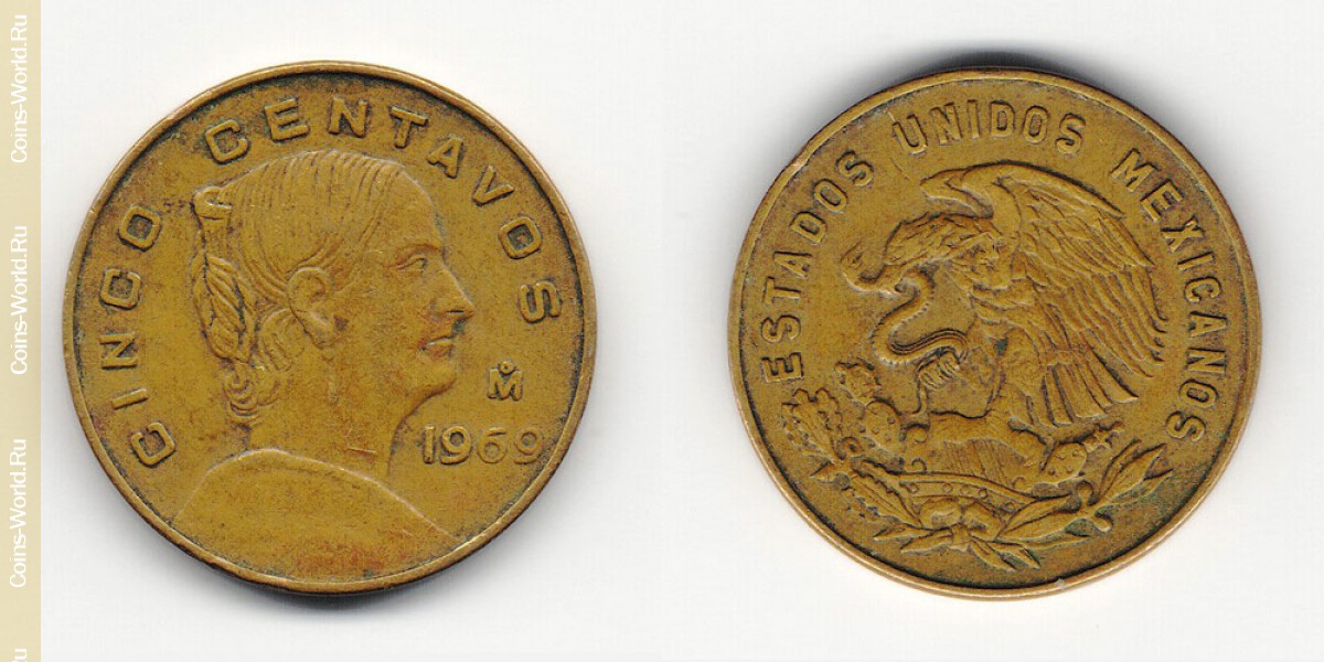 5 centavos 1969, México
