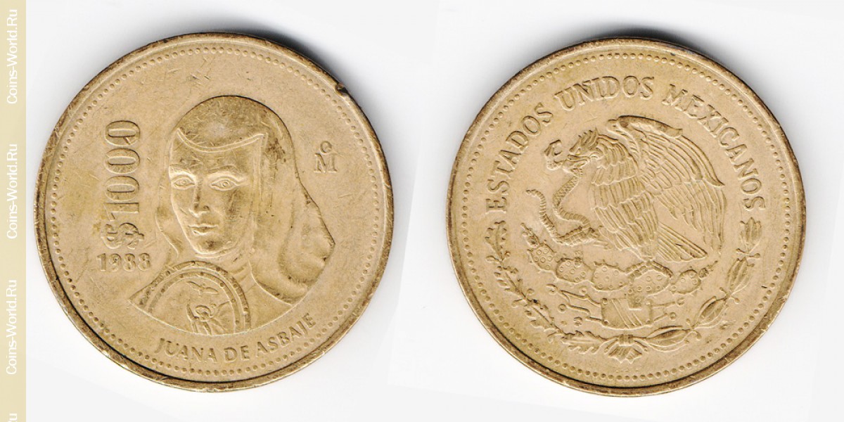 1000 pesos 1988, Mexico