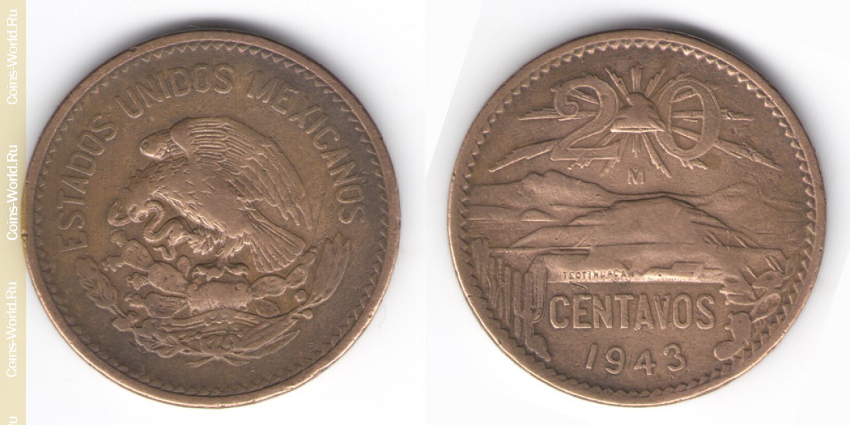 20 centavos 1943 Mexico