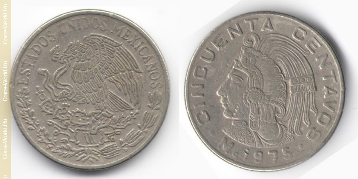 50 сентаво 1975 года Мексика