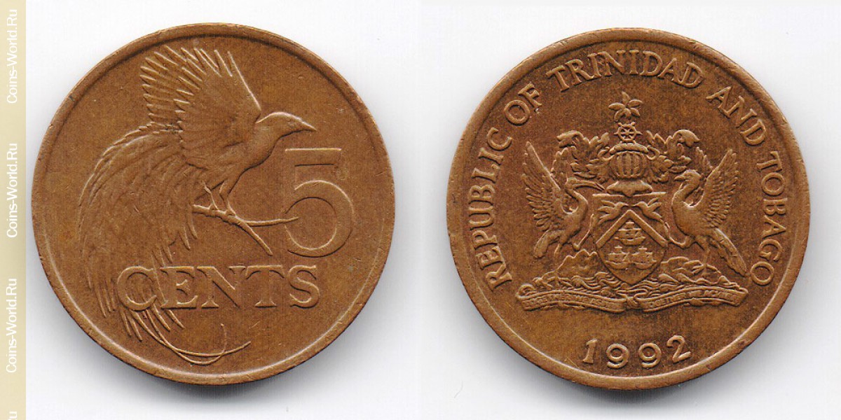 5 cêntimos 1992 Trinidad e Tobago
