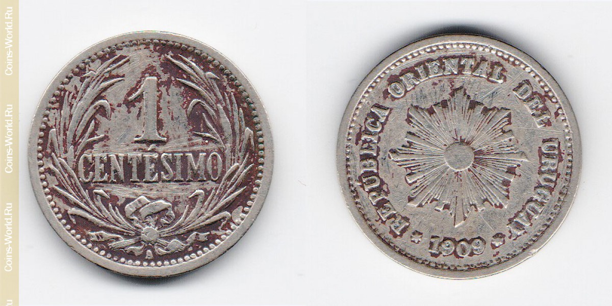 1 centésimo 1909, Uruguay