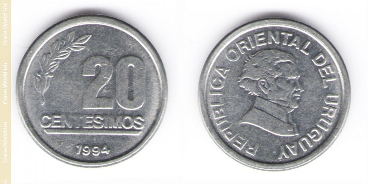 20 Centesimos Jahr 1994 Uruguay