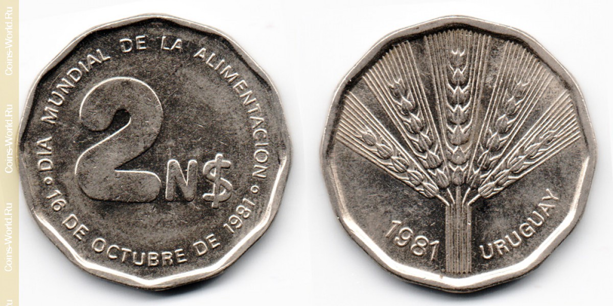 2 neue Pesos 1981 Uruguay